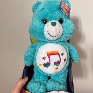 New in box Care Bears heart song bear Turquoise Plush with Colorful Music Note